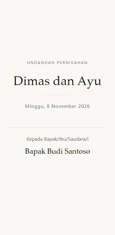 Tema Modern netral untuk undangan pernikahan, tampil di ponsel